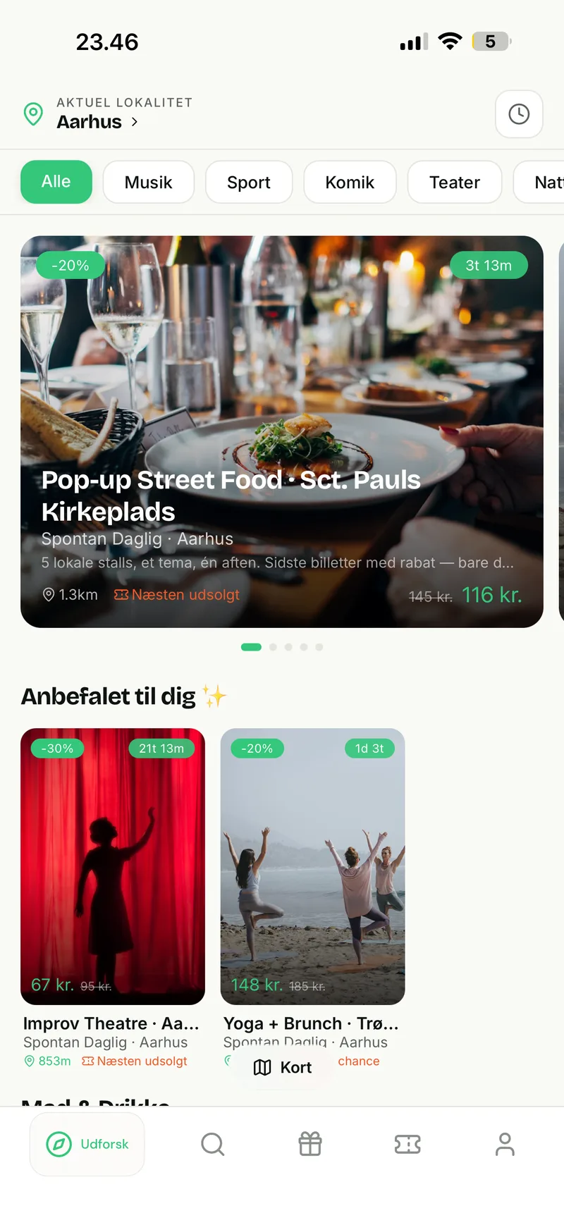 Spontan app — live event feed