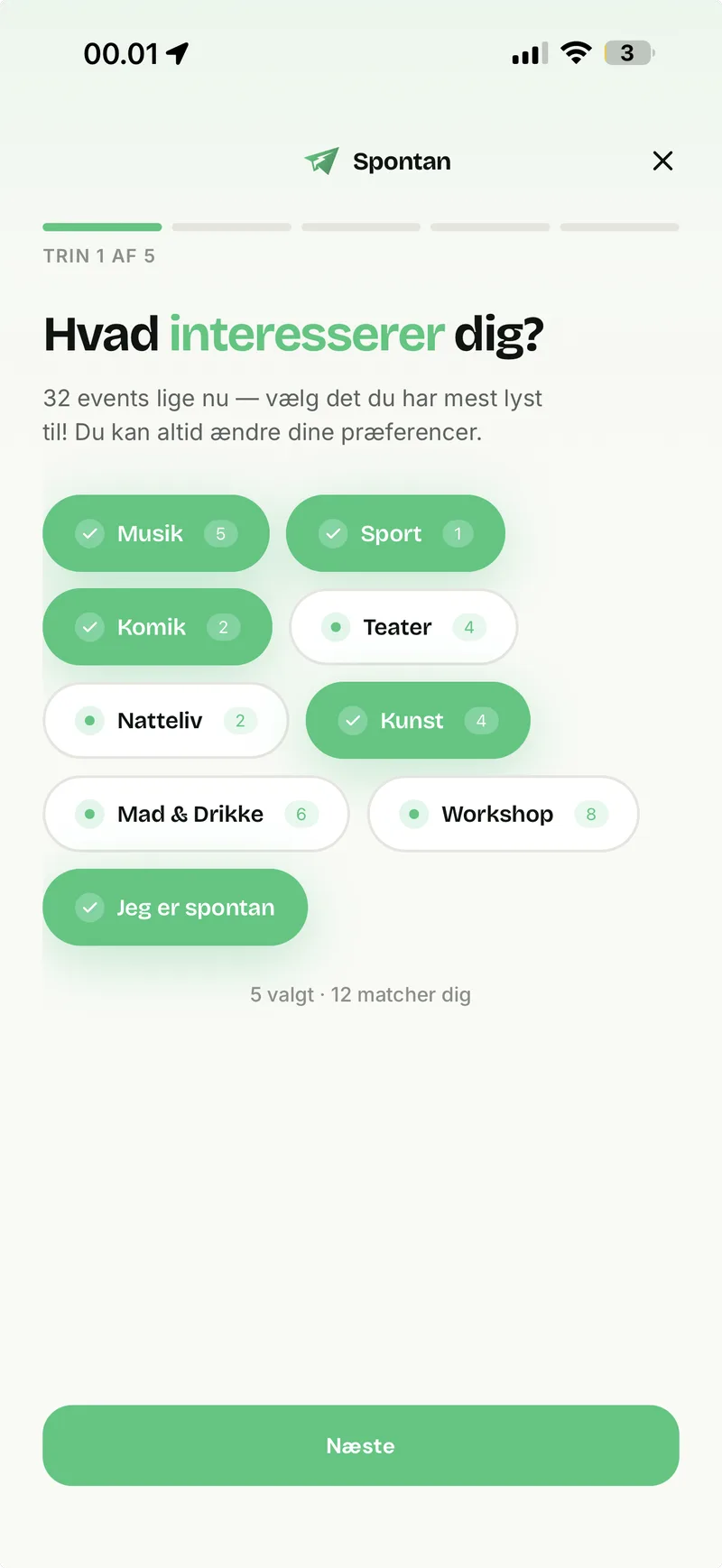 Onboarding — interests