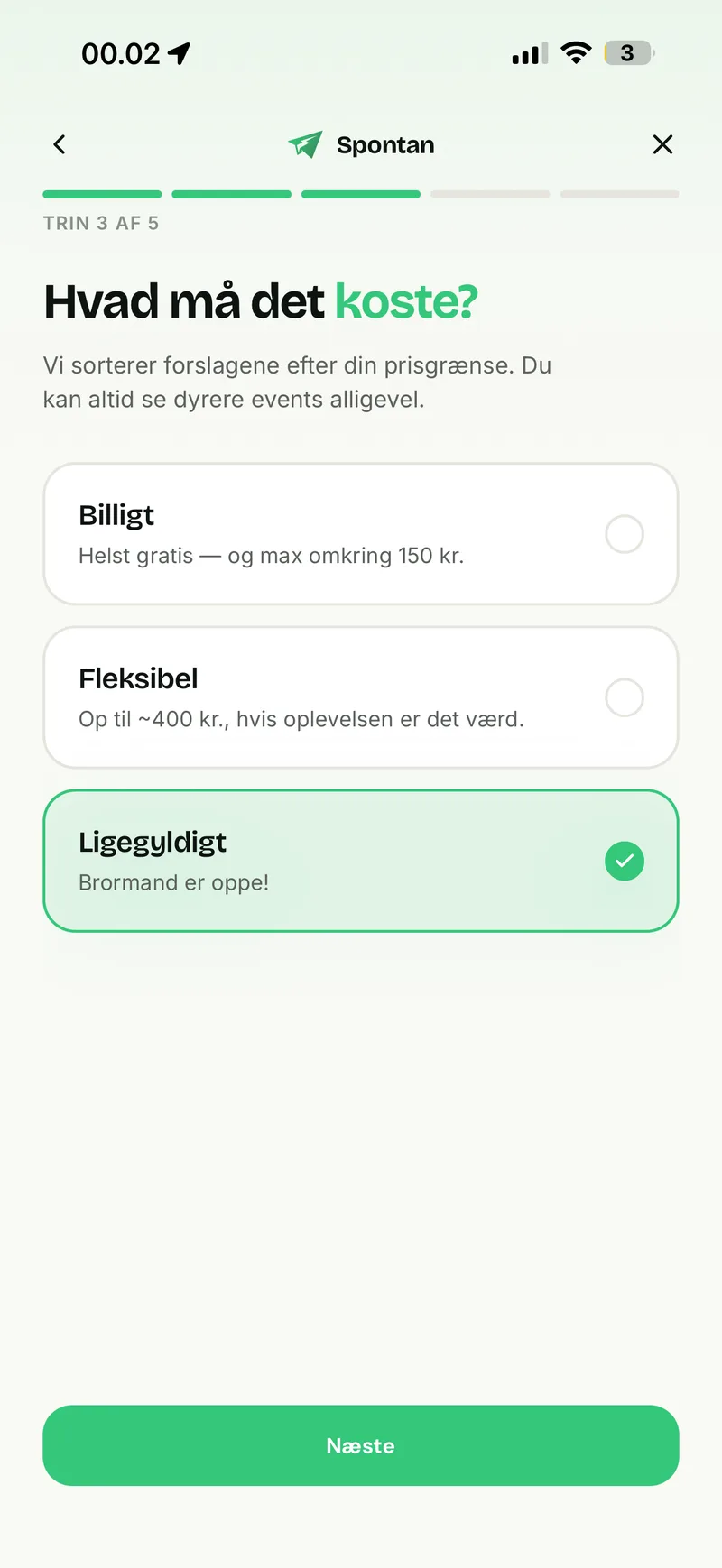 Onboarding — budget